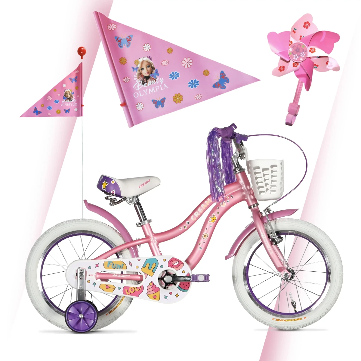 Rower_dzieciecy_dla_dziewczynki_CREAM_3_lata+_rama_8_5″_kola_16″_+_DODATKI